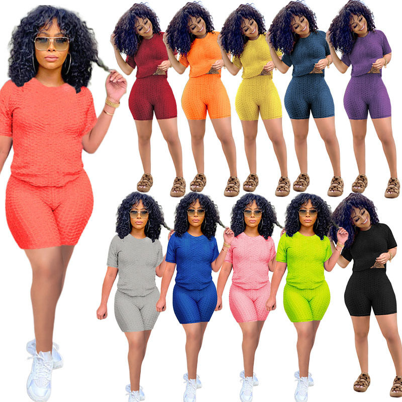 2021 Antibakterielle gute Qualität 2 Stück Set Yoga-Shirt Jogger-Shorts Trainier-Tops Sportbekleidung