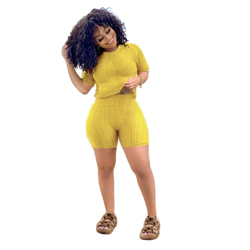 2021 Antibakterielle gute Qualität 2 Stück Set Yoga-Shirt Jogger-Shorts Trainier-Tops Sportbekleidung