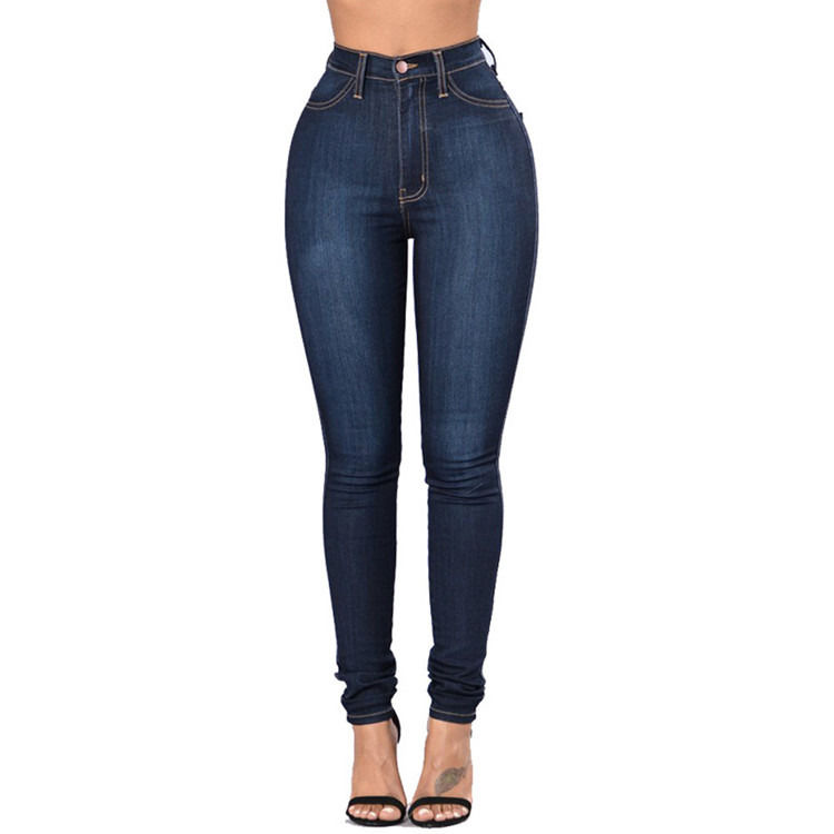 Bleichfest Sexy Farben Hochelastige Skinny Jeans Frauen Bleistift Feste Farbe