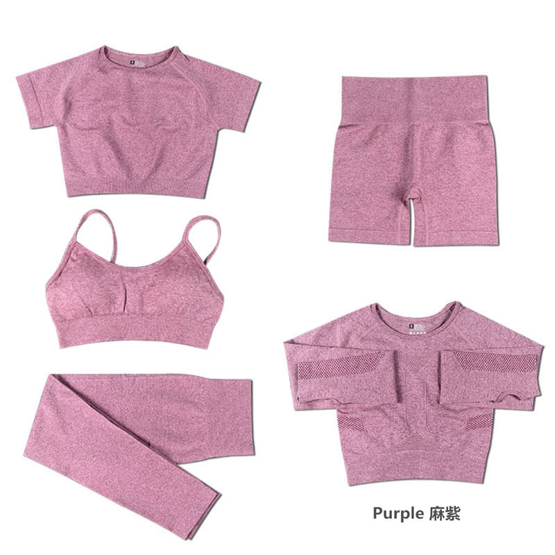 2021 Antibakterielle Yoga-Kleidung 5 Stück Set Lauf Jogger Top und Hosen BH Gaiters Frauen Sportbekleidung Fitnesskleidung Casual