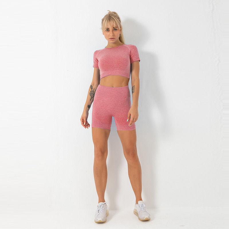 2021 Antibakterielle Casual Outfits 2 Stück Jogger Tops Sportbekleidung Set Und Shorts Yoga Tragen Frauen Kurzärme
