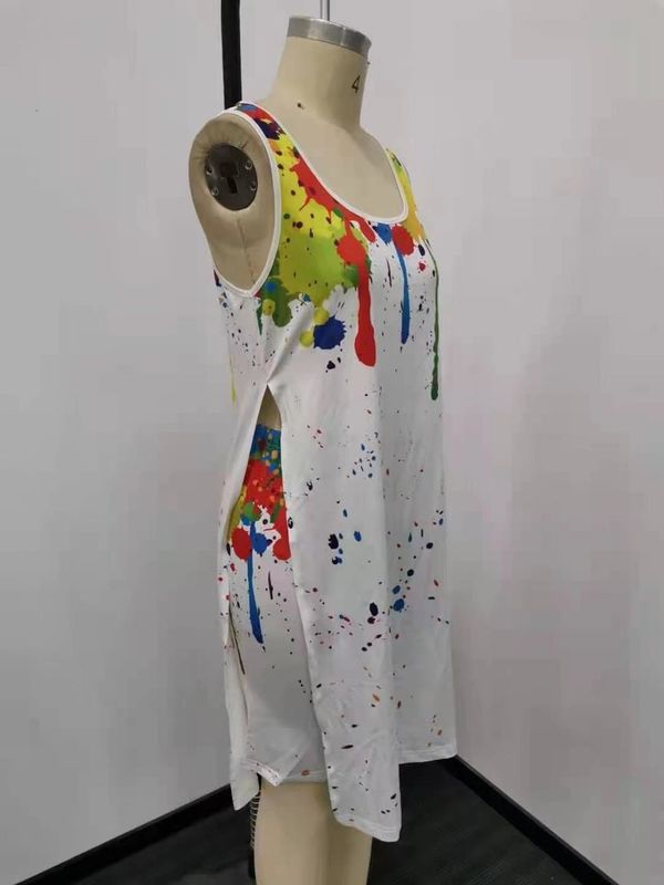 2021 Anti-UV Krawatte Die 2 Stück Set Splatter-Tinte Druck Shorts Outfits Unregelmäßige asymmetrische Kante