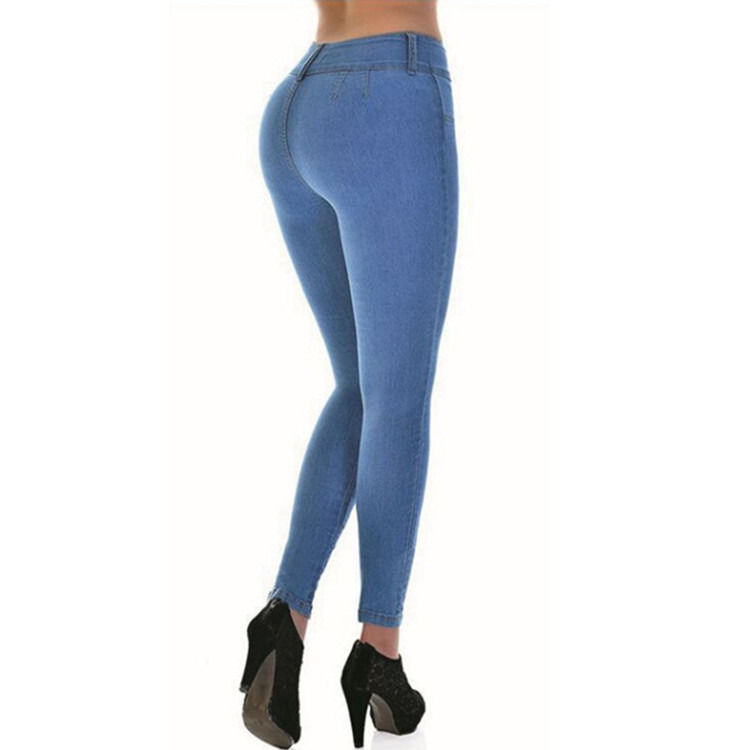 Farbverblendung Nachweis Gute Qualität Hohe Taille Stretching Jeans Solid Frau Skinny Bleistift Jeans