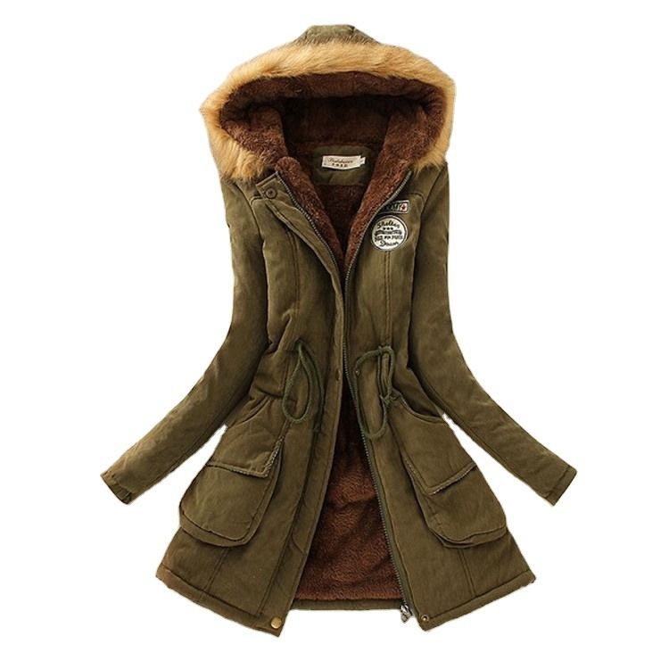 Dicke Winterjacke Frauen Winterjacke Parkajacke mit Pelz warmen Kragen Auskleidung dicke Wolljacke