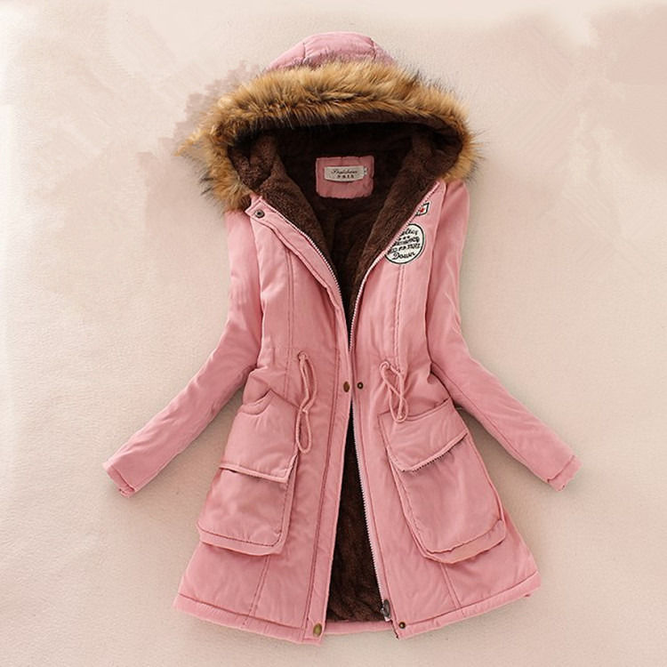 Dicke Winterjacke Frauen Winterjacke Parkajacke mit Pelz warmen Kragen Auskleidung dicke Wolljacke