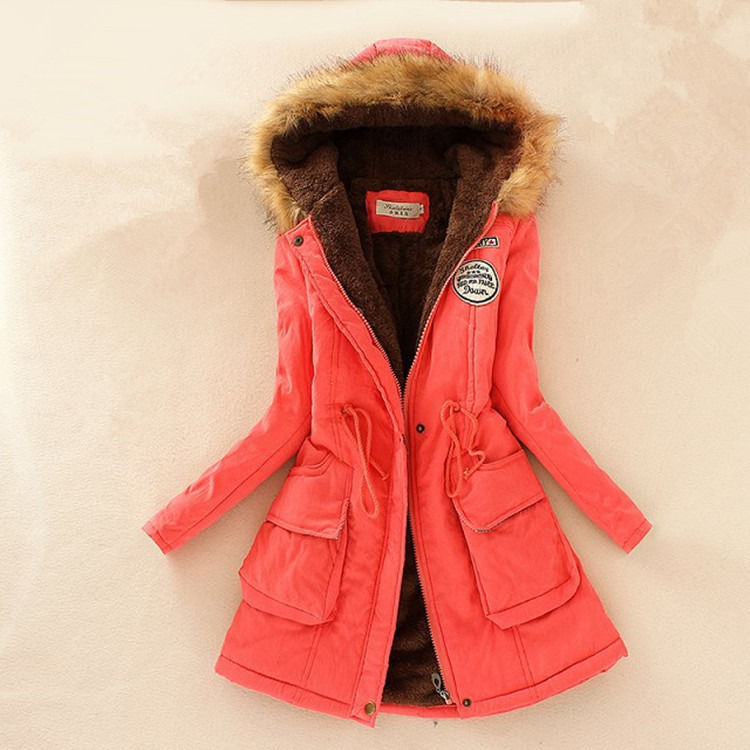 Dicke Winterjacke Frauen Winterjacke Parkajacke mit Pelz warmen Kragen Auskleidung dicke Wolljacke