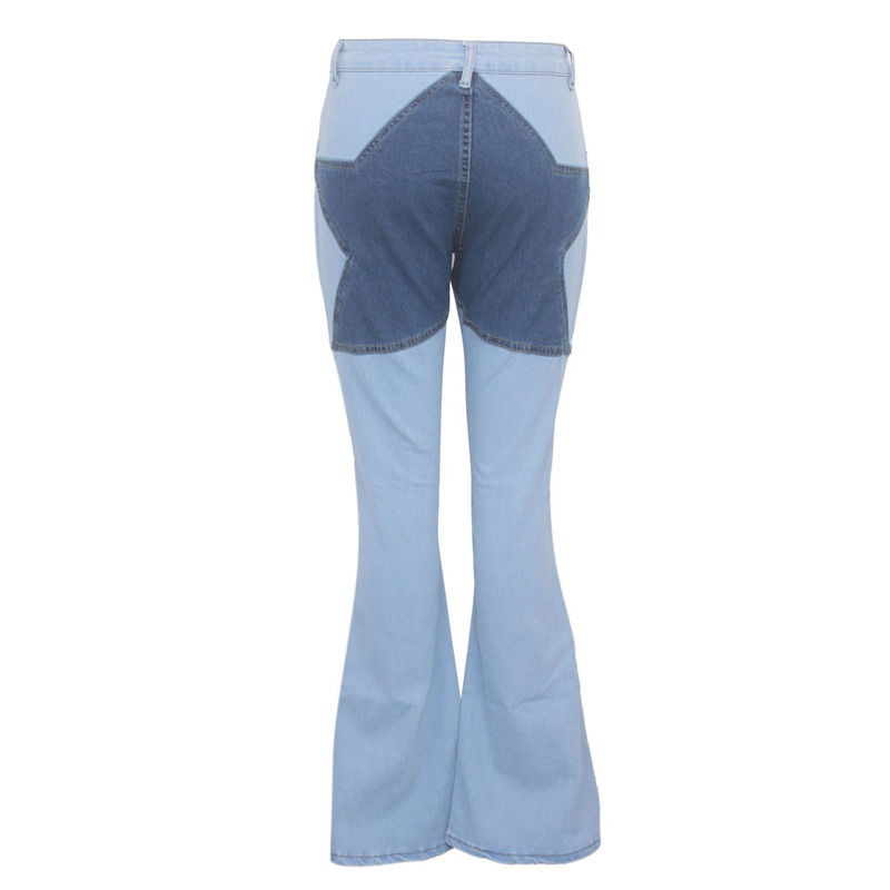 Farbverblendung Nachweis gute Qualität Patchwork Hip-Star Jeans Nähen Strecken ausgebreitete Hosen Frauen Jeans lang