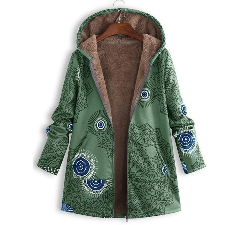 Werksgroßhandel wasserdichte Frauen Wintermantel gedruckte Tasche Hoodie Jacke Frauen Altersklasse Mode Fleece