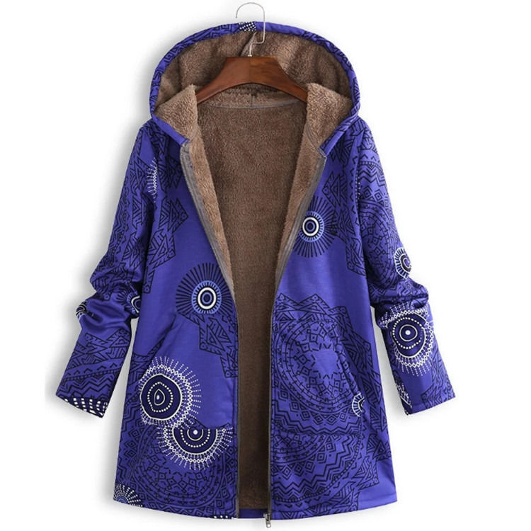 Werksgroßhandel wasserdichte Frauen Wintermantel gedruckte Tasche Hoodie Jacke Frauen Altersklasse Mode Fleece
