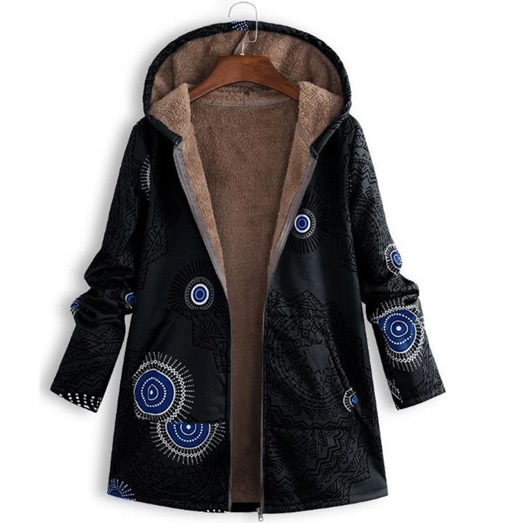 Werksgroßhandel wasserdichte Frauen Wintermantel gedruckte Tasche Hoodie Jacke Frauen Altersklasse Mode Fleece