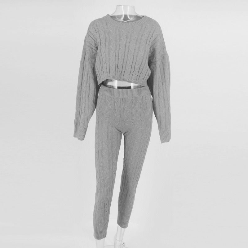 2020 Winter zwei Stück Anti-Schrumpfung Kleidung Satz massivem Pullover Top und Hose Set warmer Pullover