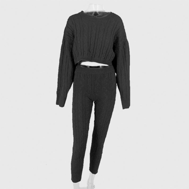 2020 Winter zwei Stück Anti-Schrumpfung Kleidung Satz massivem Pullover Top und Hose Set warmer Pullover