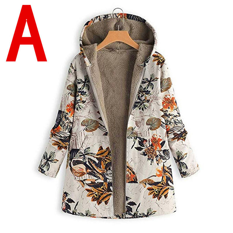 Floral Print Wasserdicht Leinwand Neues Hoodie Fleece Warmer Frauenmantel Winterjacke Dünne Jacke