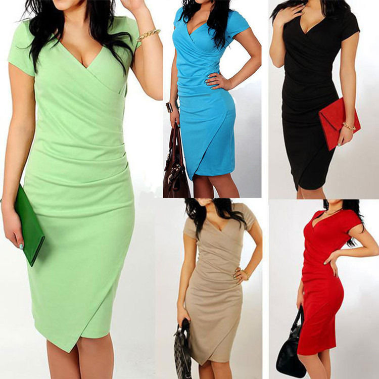 Großhandel Anti-statische Casual Kleid Büro Bleistift Kleid Plus-Size Bodycon Plätt Kleid