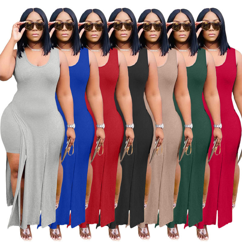 2021 NEW Anti-Static Zwei-Teile-Set Elastische Split Tank Kleid Sommerkleid Shorts Ärmelloses Casual Kleid