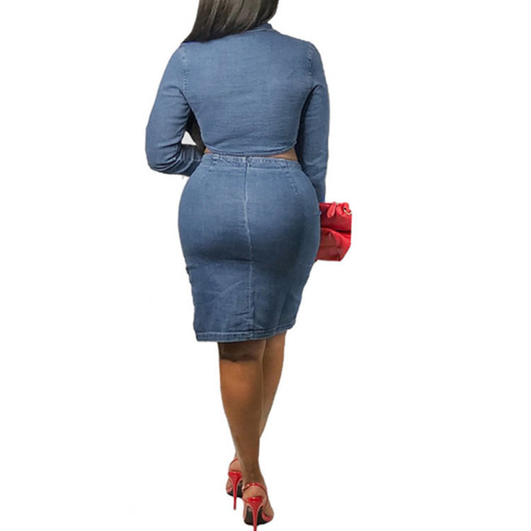 Mode-Stil plus size sexy Jeans Gitterrock mit Ober-Set zwei Stück Set Gitter Casual-Rock