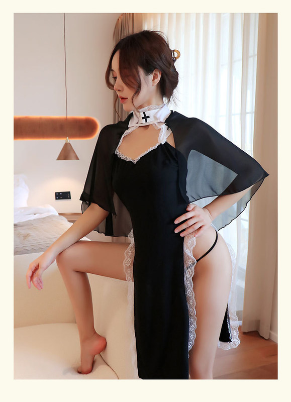 Fabrikpreis Plus Größe Nonnenkostüme für Frauen Nonnen Outfit Schwarzer Priester Outfit Sexy Halloween Kostüme